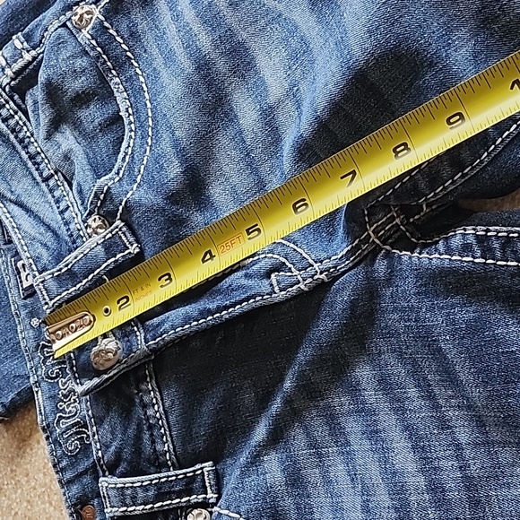 Miss Me Fleur-de-lis Deconstructed Bling Bootcut Jeans Size 27 - Picture 4 of 11